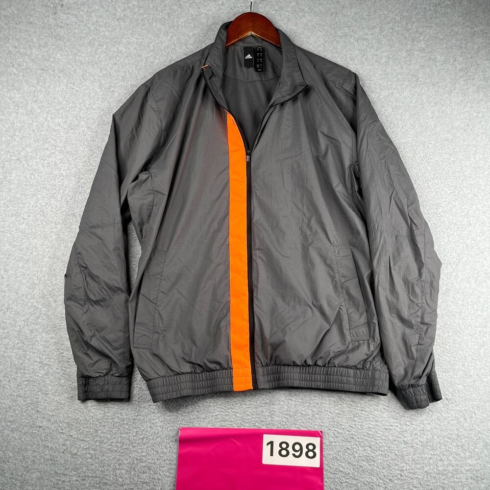 Adidas Lightweight Wind.RDY Jacket Full Zip Gray Neon Orange Long Sleeve M